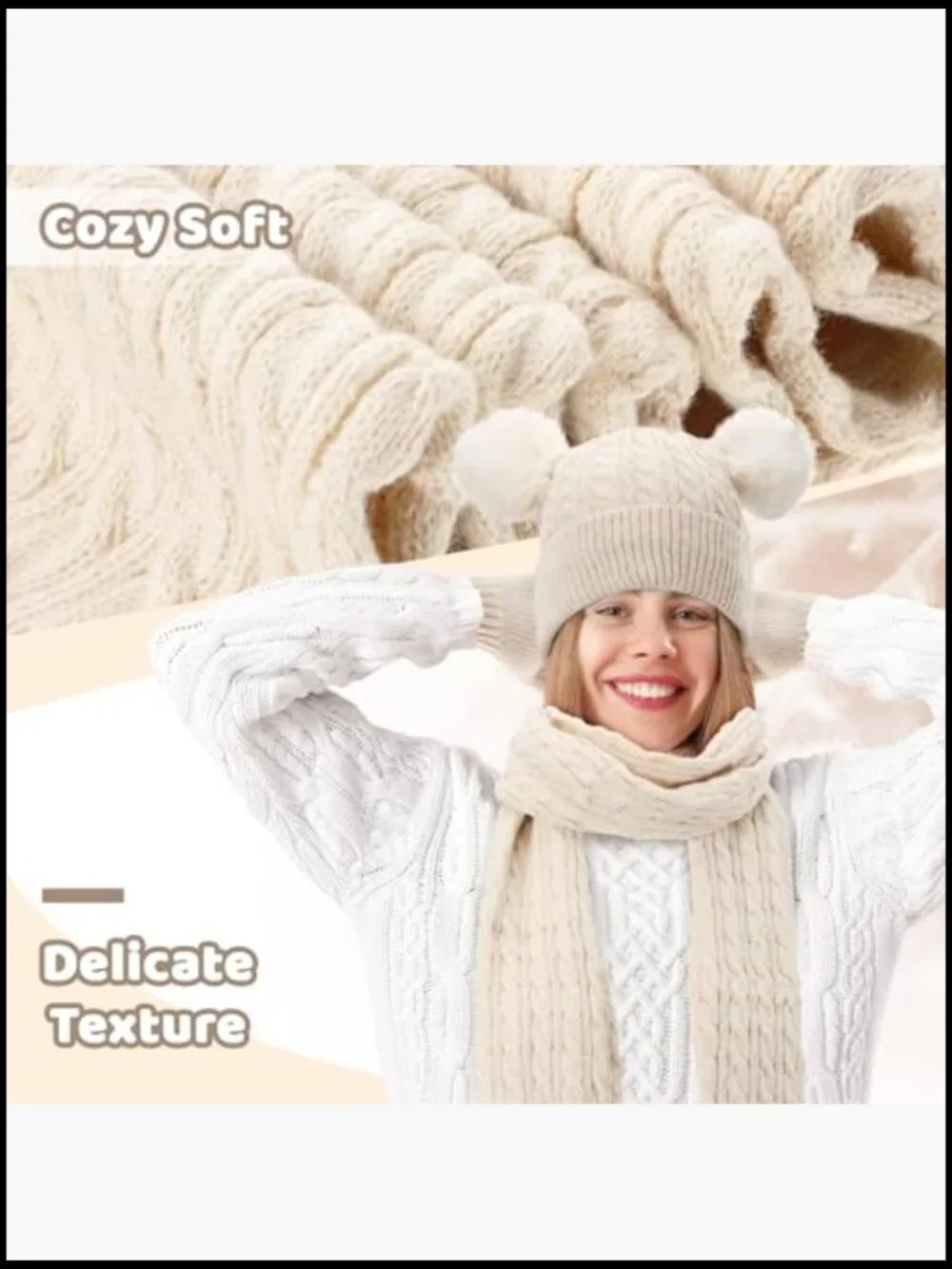 2 Pairs Touchscreen Gloves 2 Beanies 2 Scarves Fleece Winter Set